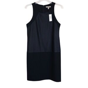 NWT Banana Republic Black Faux Leather Laser Cut Sheath Dress Size 2